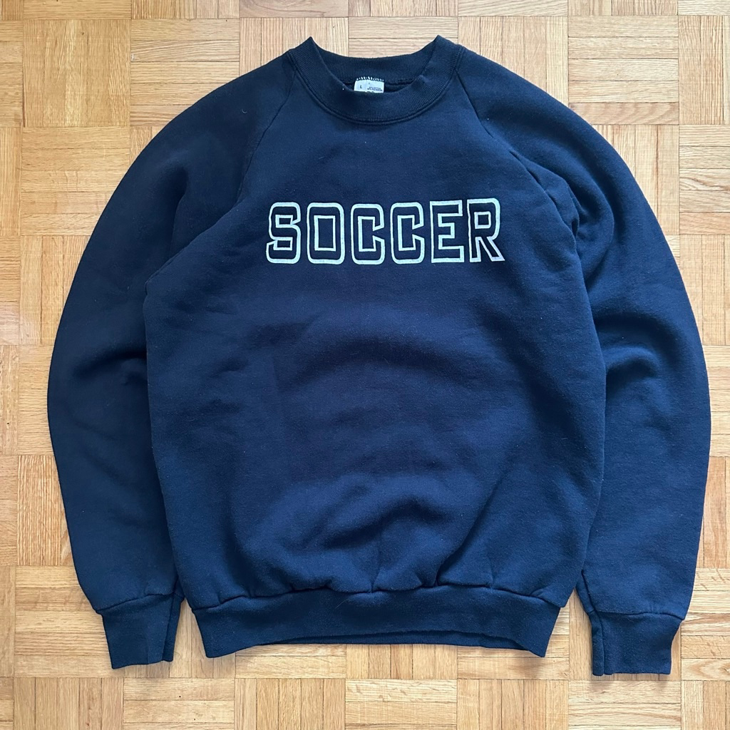 Vintage 80s Soccer Raglan Crewneck Sweatshirt Size Large
